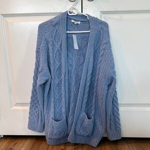 NWT Cozy Blue Cable Knit Cardigan